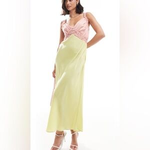 Pink and Green ASOS silk Dress